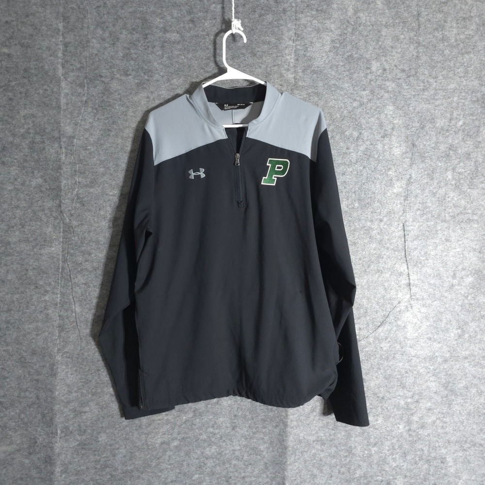 Under Armour Men's Pullover Windbreaker Jacket Quater Zip Logo Black Grey Size M